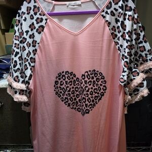 Pink Leopard Heart Top